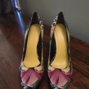 Nine West Makayla Platform Floral and Leopard Print Heels